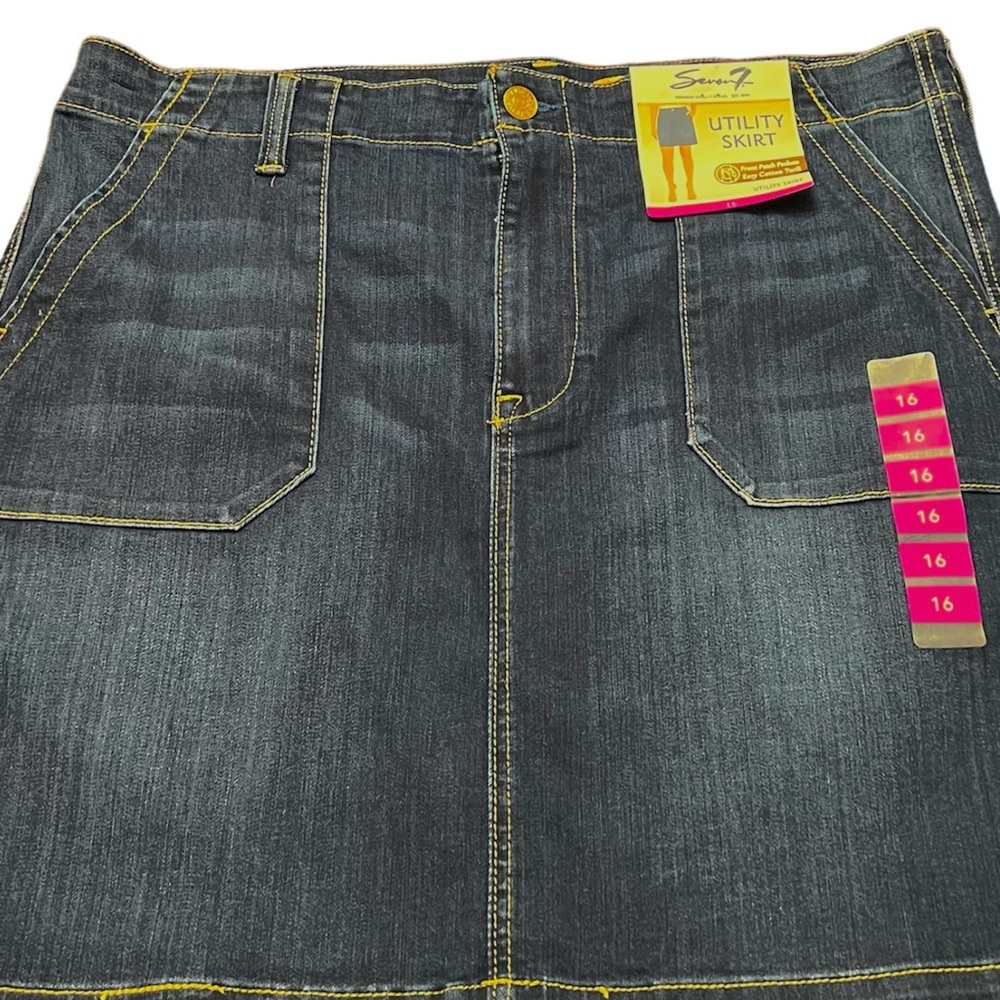 Seven7 jean utility skirt cotton twill pockets Atlantic Wash blue size 16 NWT - Picture 4 of 8